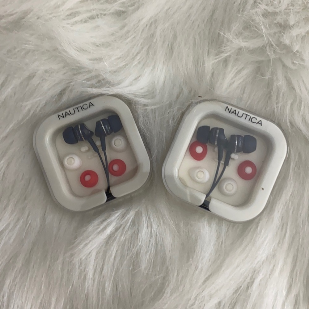 2 x Nautica Wired Headset Navy Earphone Earbuds - Aux jack